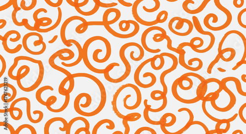 Orange swirl line art illustration, a playful design with a whimsical and carefree artistic