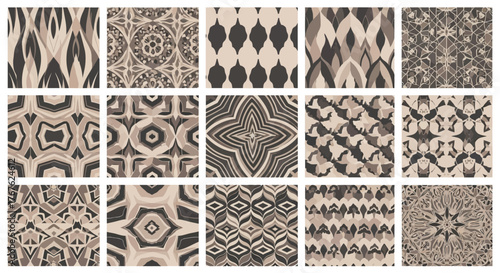 Geometric seamless pattern collection in neutral tones for home decor and fas…