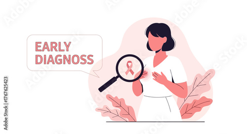 Breast Cancer Early Diagnosis Awareness Illustration of a Woman