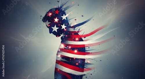 Fragmented American Emblem A Dynamic Visual Representing National Valor and Enduring Spirit
