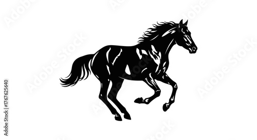 Black horse silhouette running vector graphic design equine animal illustration