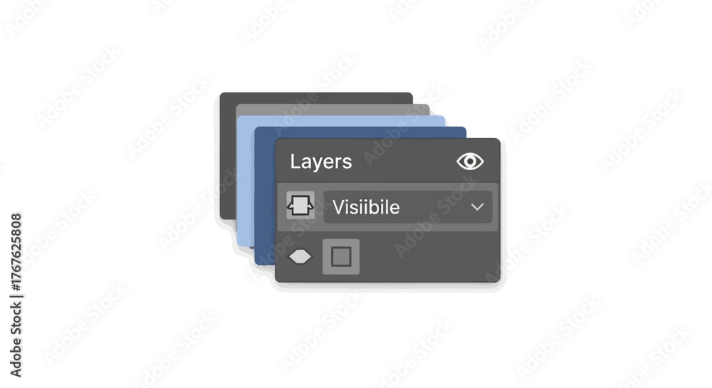 Obraz premium Layer icon set in minimalistic flat design with visibility toggle