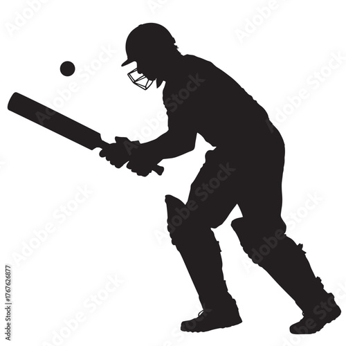 Explore Cricket Batsman Silhouette Action Art Sport Decor Design Print Illustration