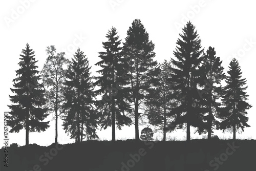 Explore Forest Tree Silhouette Landscape Art Nature Decor Design Print Illustration