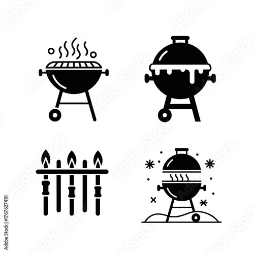 Frost on outdoor grill, winter barbecue equipment in cold weather cooking and seasonal food preparation