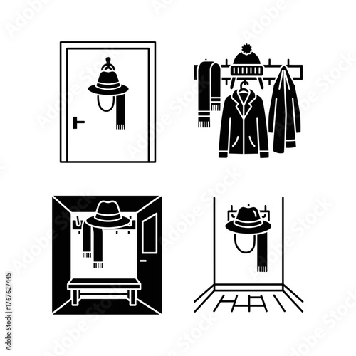 Hat Hanging in Hallway with Coat and Scarf, Winter Clothing Storage Solutions