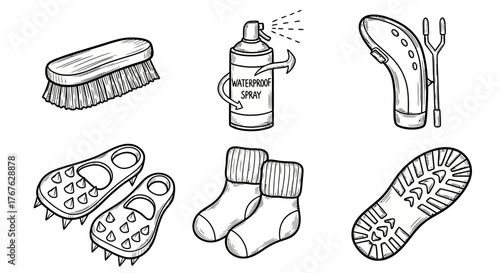 Winter shoe care essentials: sketch style kit for maintenance