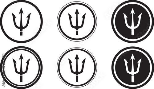 Modern trident logo design with vibrant color options and classic typography