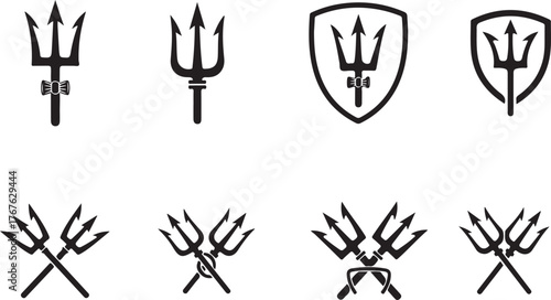 Modern trident logo design with bold geometric shapes and vibrant colors