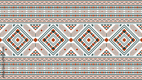 Ethnic pattern seamless geometric design. Traditional design for background, carpet, wallpaper, clothes, wrapping cloth, batik. Vector illustration.