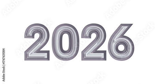 Silver Balloon Numbers Forming the Year 2026.