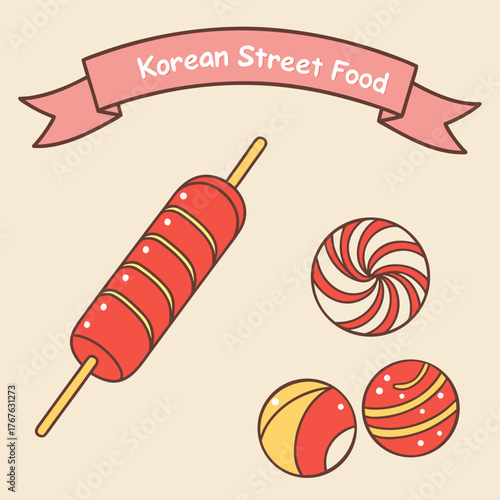 Delicious Korean Street Food Treats Ready to Enjoy, Featuring a Variety of Candy Flavors and Fun Designs for Sweet Tooth Satisfaction