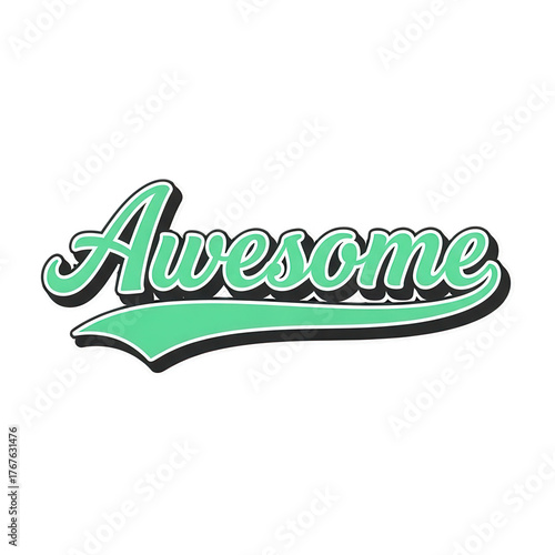 Retro style awesome text with a teal green gradient