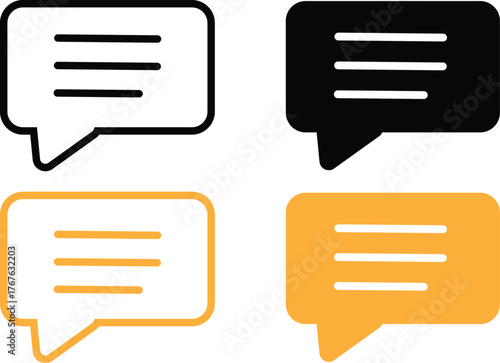 speech bubble with three horizontal lines icon. communication and messaging concepts. horizontal lines representing menu icon symbol

