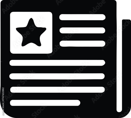 Newspaper with Star Vector Icon — Celebrity News and Entertainment Media Symbol