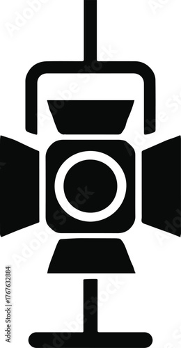 Film Studio Spotlight Vector Icon — Cinema, Fame, and Entertainment Production Symbol