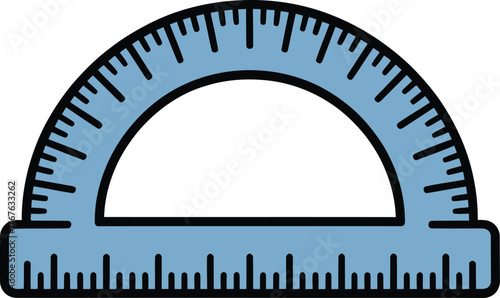 Pale Blue Protractor Vector Tool for Geometric Precision Measurement in Education