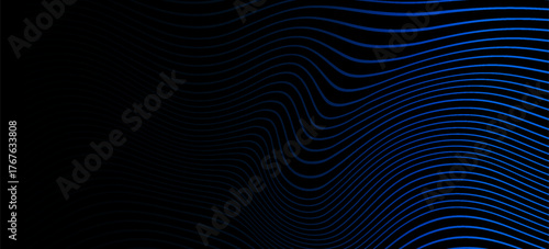 3D blue lines techno abstract background overlap layer on dark space with waves effect decoration. Modern graphic design element stripes style concept for web, poster, flyer, card, or brochure cover