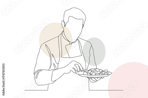 Chef serving food on plate cooking