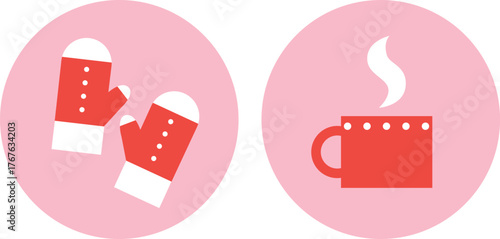 Christmas and Happy New Year. Winter Holiday. Merry Christmas modern design, holiday gifts, winter elements, candles, Christmas tree, village and Xmas decorations.	
