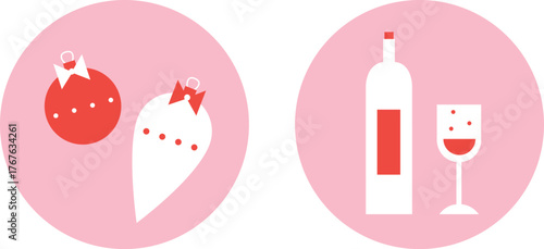 Christmas and Happy New Year. Winter Holiday. Merry Christmas modern design, holiday gifts, winter elements, candles, Christmas tree, village and Xmas decorations.	
