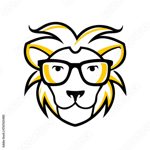 Hipster lion vector illustration. Glasses separated.icon.
