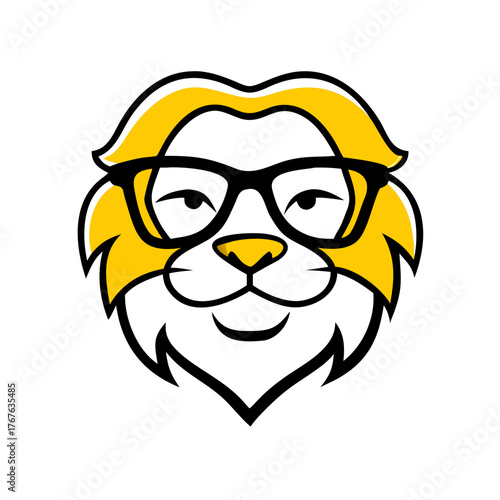Hipster lion vector illustration. Glasses separated.icon.
