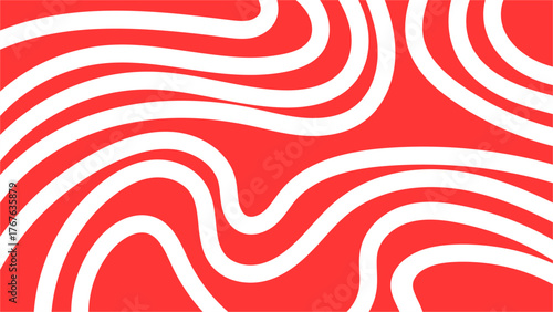 Abstract red and white wavy pattern creates dynamic and energetic visual effect