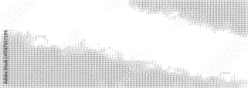 Flowing dots particles wave pattern halftone gradient curve shape isolated on white background. Vector in concept of technology, science, music