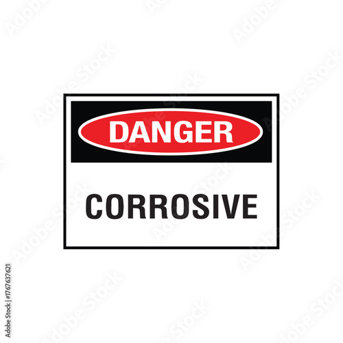 Danger Corrosive Material Sign: Mandatory Warning Banner for Hazardous Chemical Warning