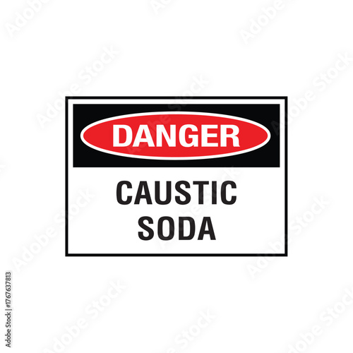 Danger Caustic Soda Sign: Mandatory Warning Banner for High Alkaline Chemical Hazard Warning