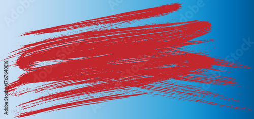 Abstract several overlapping red stroke smear against a blue gradient background