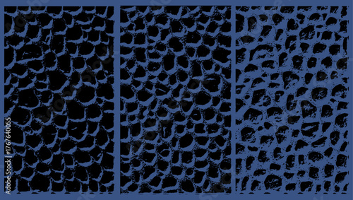 Abstract street Cobblestone texture with irregular spots on a solid royal blue background
