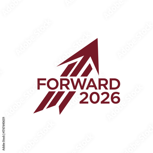 Forward 2026 logo with upward arrow symbolizing progress and future vision.
