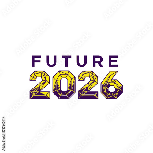 Future 2026 Logo with Geometric Design and Purple Accents.