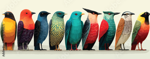 Exotic Parrot and Finch Illustration