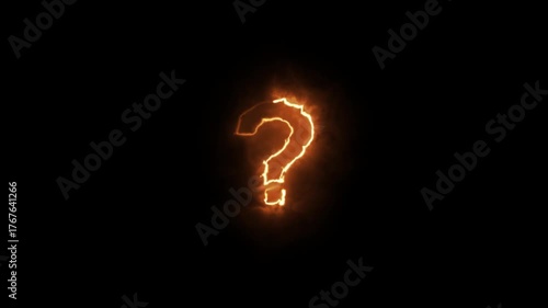 Fire  Question Mark Animation On Dark Background