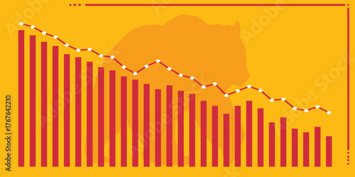 Bear market background. Bearish market banner template. Bear stock market loss vector 