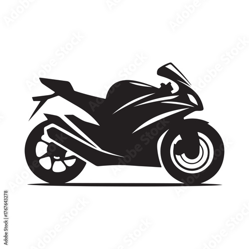 Motorcycle cruising vector silhouette clip art logo design illustration. Vintage biker and road adventure icon collection