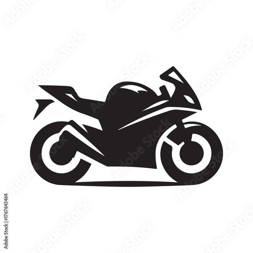 Motorcycle cruising vector silhouette clip art logo design illustration. Vintage biker and road adventure icon collection