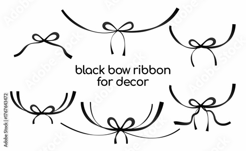 Black Bow Ribbon Symbol in Vector Art