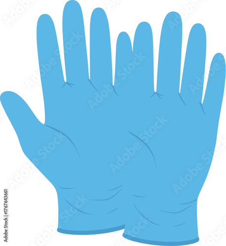 Flat Design Protective Blue Medical Glove Safety Healthcare Illustration