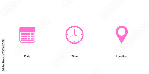 Date Time and Location Symbols Icon Set