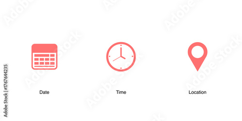 Date Time Location Icon Set Minimal Vector Illustration
