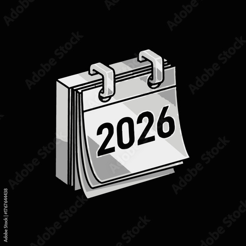 Isometric Calendar Icon Depicting the Year 2026.