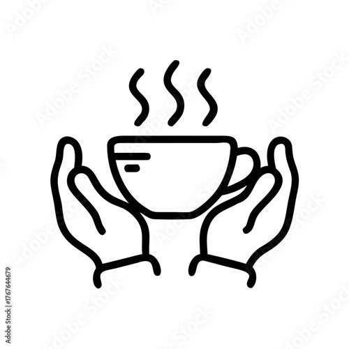 Hands holding a herbal tea cup with rising steam