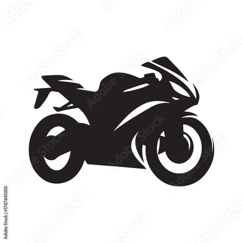 Motorcycle cruising vector silhouette clip art logo design illustration. Vintage biker and road adventure icon collection