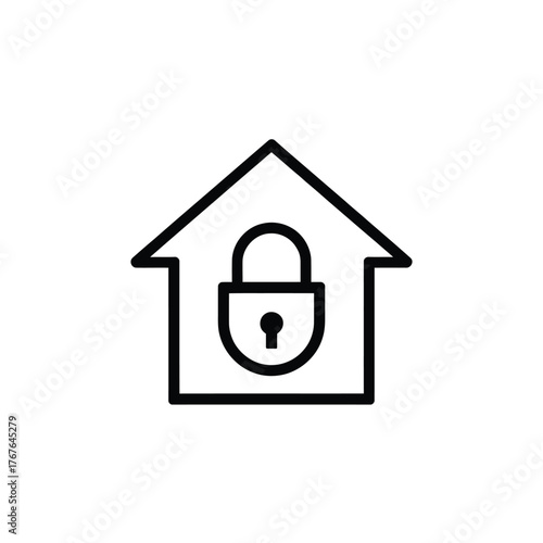 House icon with a padlock symbolizing home security and protection