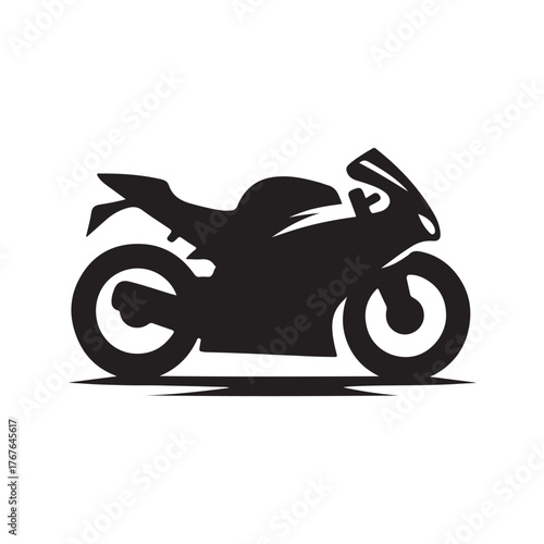 Motorcycle cruising vector silhouette clip art logo design illustration. Vintage biker and road adventure icon collection