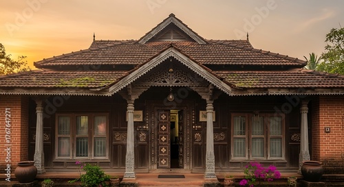 Explore kerala architecture traditional house design with wooden carvings and tile roof